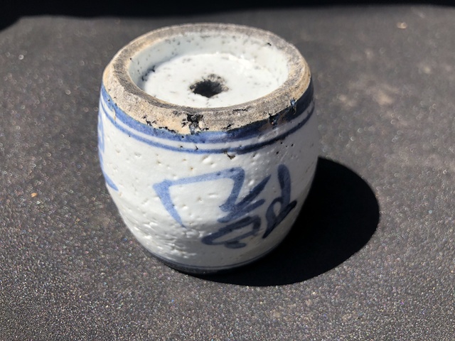古玩陶瓷清代.青花‘高峰書院’燭臺(tái)(黃榦講道歸隱之地)拍賣,當(dāng)前價(jià)格350元