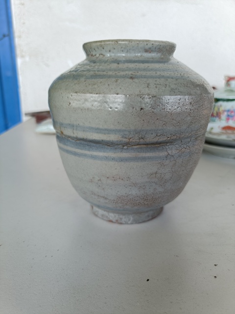明晚.青花線條紋蓋罐拍賣，當前價格198元