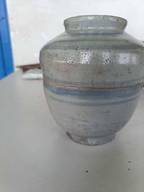 古玩陶瓷明晚.青花線條紋蓋罐拍賣，當前價格198元
