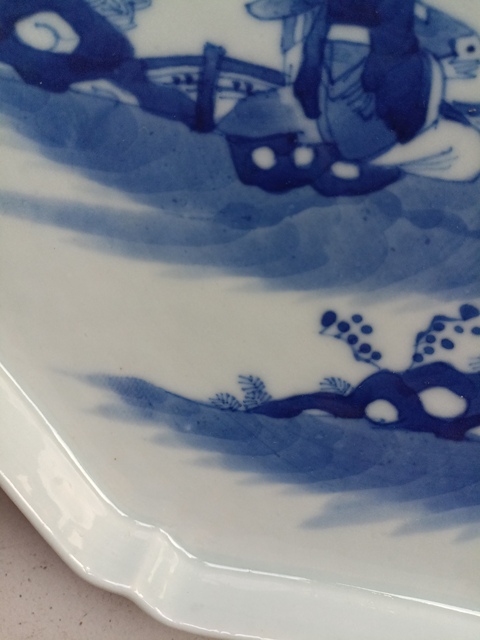 古玩陶瓷青花人物故事虎溪三笑八方盤拍賣，當前價格2888元