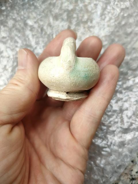 古玩陶瓷邢窯白釉點彩提梁罐拍賣，當前價格600元