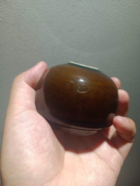 古玩陶瓷清中期烏金釉馬蹄型水盂拍賣，當前價格1850元