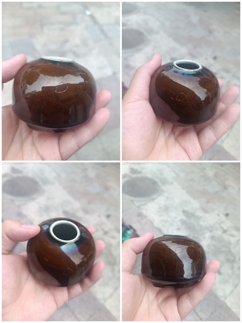 古玩陶瓷清中期烏金釉馬蹄型水盂拍賣，當前價格1850元