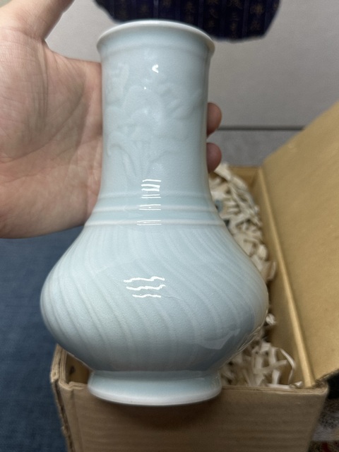 古玩陶瓷567精品龍泉窯暗刻青釉瓶拍賣，當前價格369元