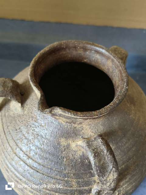 古玩陶瓷明代褐釉弦紋雙系大罐拍賣,當前價格980元