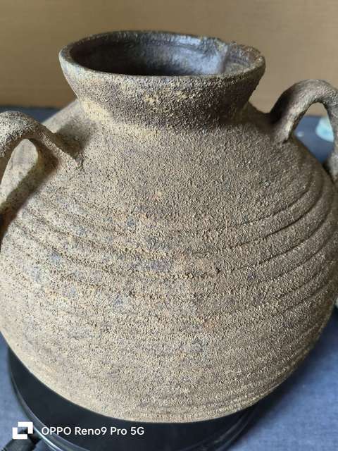 古玩陶瓷明代褐釉弦紋雙系大罐拍賣,當前價格980元