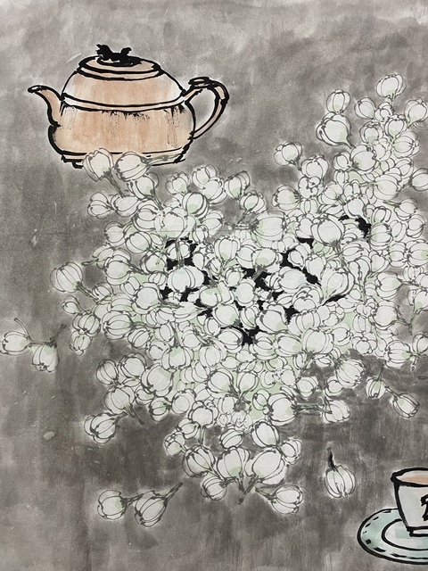 古玩字畫好一朵美麗的茉莉花,名家精品收藏佳作結緣國畫墨寶拍賣,當前價格899元