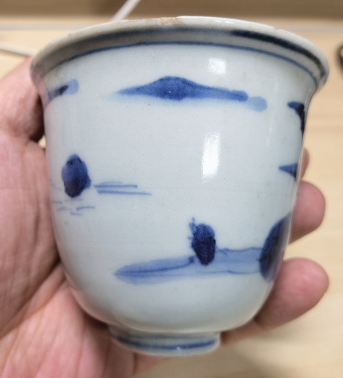 古玩陶瓷青花山水人物紋仰鐘杯拍賣，當(dāng)前價格3980元