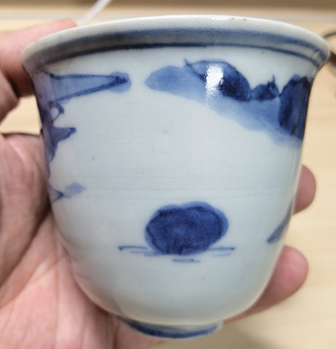古玩陶瓷青花山水人物紋仰鐘杯拍賣，當(dāng)前價格3980元
