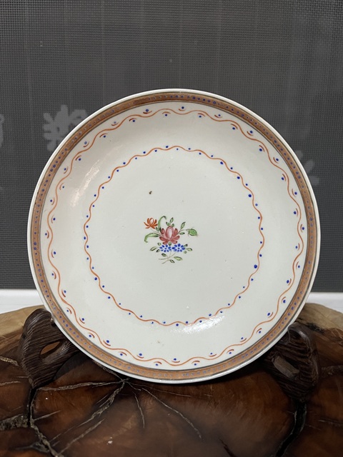 古玩陶瓷乾隆折枝花卉紋廣彩杯盤拍賣，當前價格850元