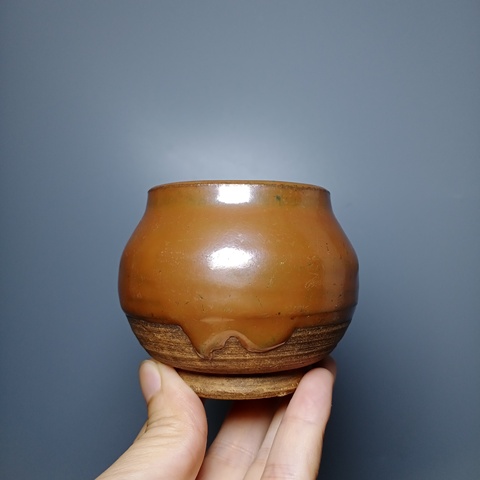 古玩陶瓷明代,紫金釉雞心罐拍賣,當前價格650元