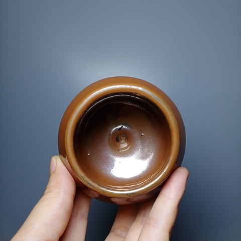 古玩陶瓷明代,紫金釉雞心罐拍賣,當前價格650元
