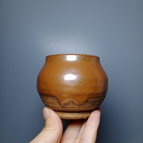 古玩陶瓷明代,紫金釉雞心罐拍賣,當前價格650元