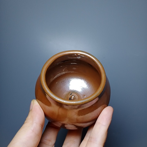 古玩陶瓷明代,紫金釉雞心罐拍賣,當前價格650元