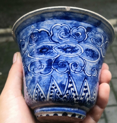古玩陶瓷清代青花小花盆拍賣，當前價格800元