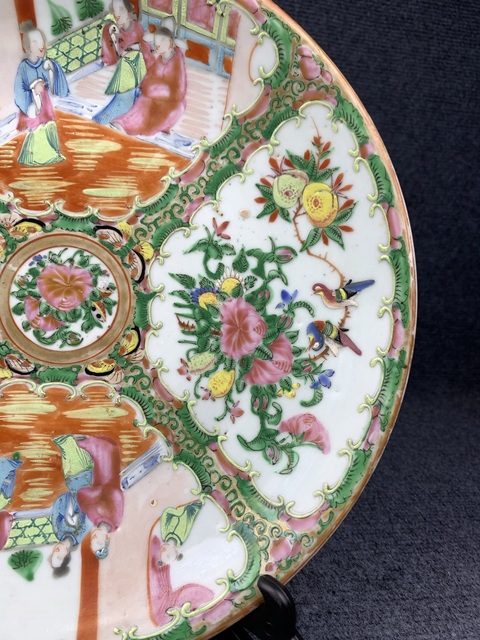 古玩陶瓷廣彩人物花鳥紋大盤拍賣,當前價格1688元