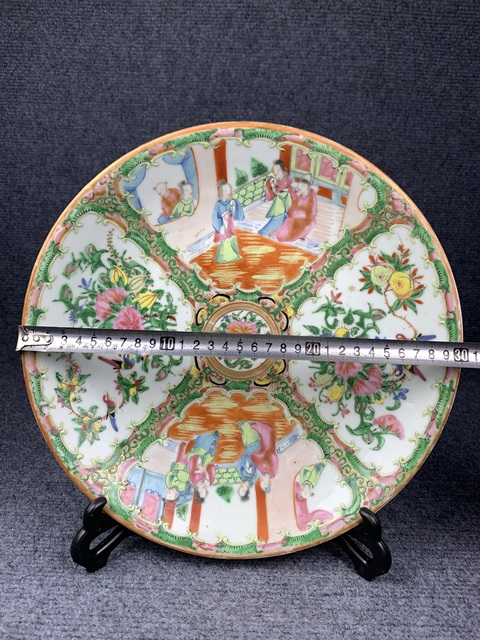 古玩陶瓷廣彩人物花鳥紋大盤拍賣,當前價格1688元