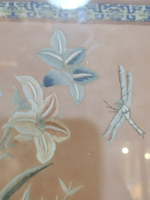 古玩雜項蘭花蜻蜓繡片拍賣,當前價格880元