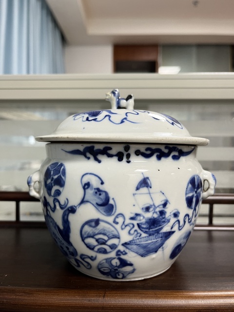 古玩陶瓷晚清光緒暗八仙皮球花四系粥罐拍賣,當前價格988元