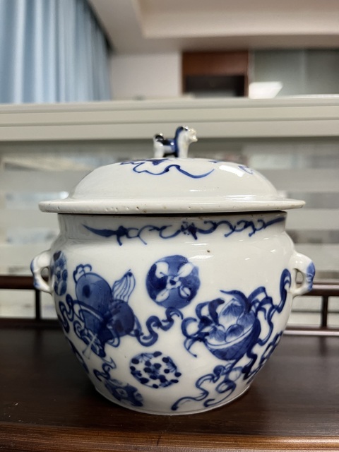 古玩陶瓷晚清光緒暗八仙皮球花四系粥罐拍賣,當前價格988元