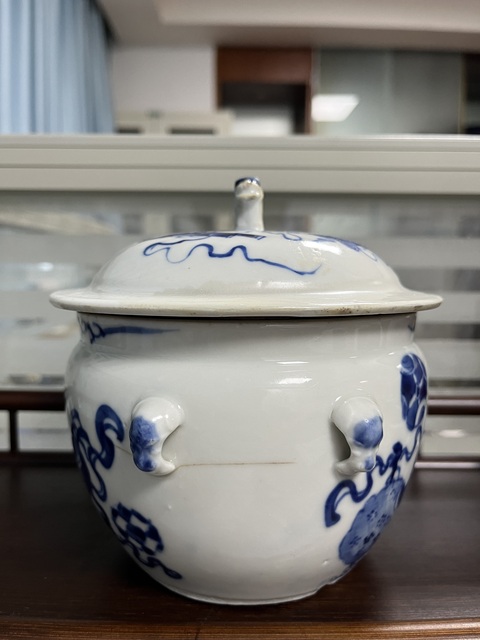 古玩陶瓷晚清光緒暗八仙皮球花四系粥罐拍賣,當前價格988元