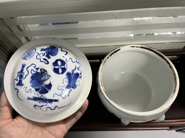古玩陶瓷晚清光緒暗八仙皮球花四系粥罐拍賣,當前價格988元