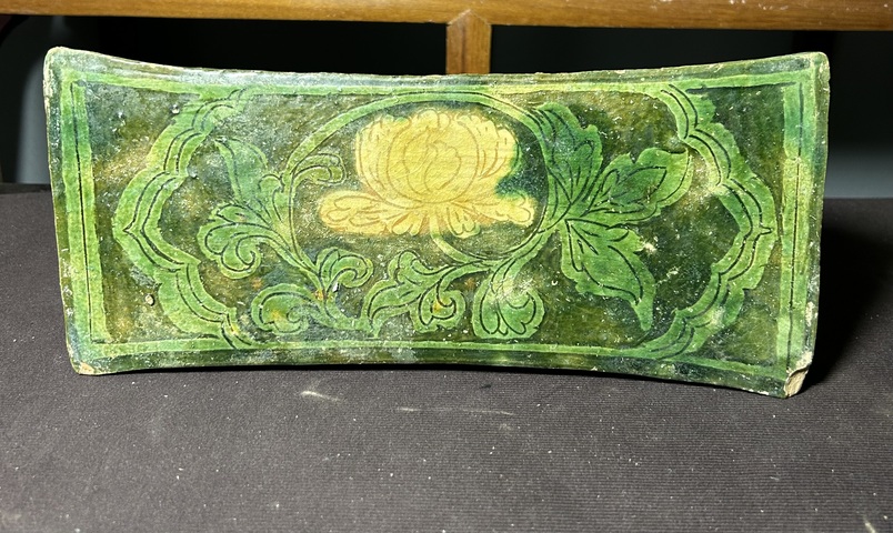 古玩陶瓷宋金三彩刻牡丹花卉紋長方枕（精品）拍賣，當前價格6880元