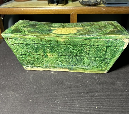 古玩陶瓷宋金三彩刻牡丹花卉紋長方枕（精品）拍賣，當前價格6880元