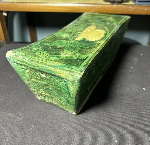古玩陶瓷宋金三彩刻牡丹花卉紋長方枕（精品）拍賣，當前價格6880元