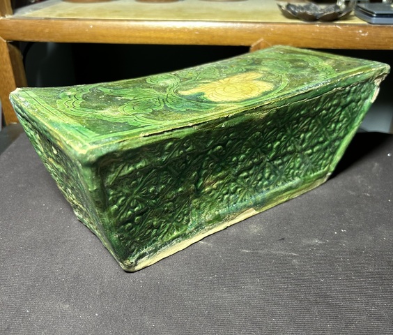 古玩陶瓷宋金三彩刻牡丹花卉紋長方枕（精品）拍賣，當前價格6880元