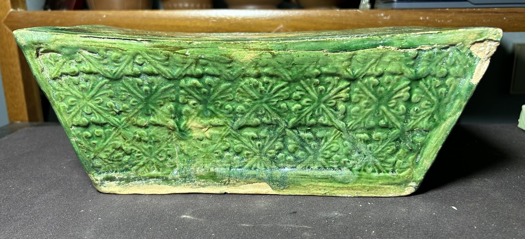 古玩陶瓷宋金三彩刻牡丹花卉紋長方枕（精品）拍賣，當前價格6880元