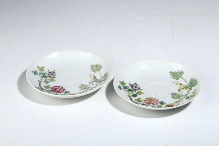 古玩陶瓷民國·粉彩花卉紋小盤一對拍賣，當(dāng)前價格3800元