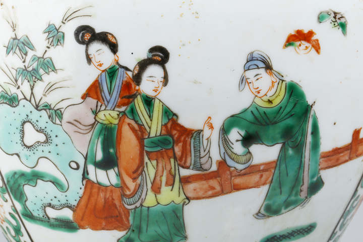 古玩陶瓷五彩西廂記人物故事紋將軍罐 真品鑒賞圖