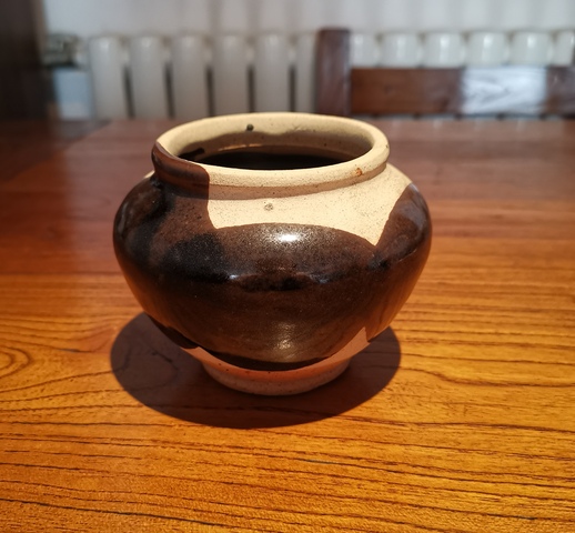 古玩陶瓷金元白釉褐斑茶入拍賣，當前價格1800元