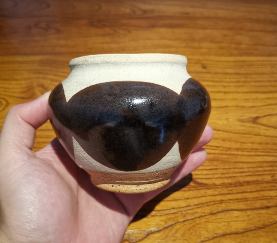 古玩陶瓷金元白釉褐斑茶入拍賣，當前價格1800元