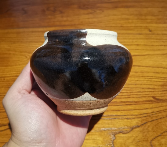 古玩陶瓷金元白釉褐斑茶入拍賣，當前價格1800元