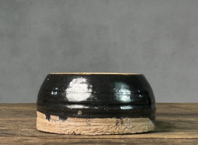 古玩陶瓷清代，磁州窯黑釉水盂拍賣，當前價格388元