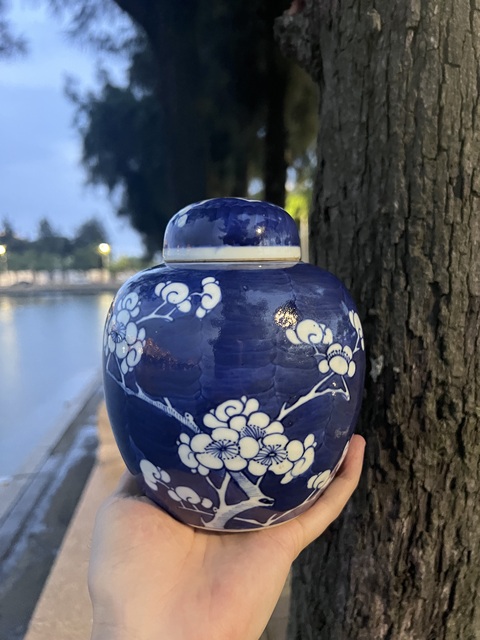 古玩陶瓷【精品】青花冰梅圖雙圈款小蓋罐拍賣，當前價格1980元