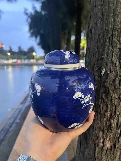 古玩陶瓷【精品】青花冰梅圖雙圈款小蓋罐拍賣，當前價格1980元