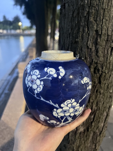 古玩陶瓷【精品】青花冰梅圖雙圈款小蓋罐拍賣，當前價格1980元