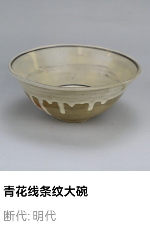 古玩陶瓷明代.青花線條紋大碗(1368年-1644年)拍賣,當前價格0元