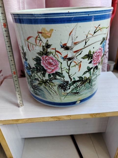 古玩陶瓷晚清民國超大粉彩花鳥紋筆海拍賣,當前價格4999元
