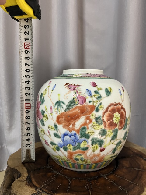 古玩陶瓷粉彩鳳穿牡丹圖蓋罐拍賣,當前價格3500元