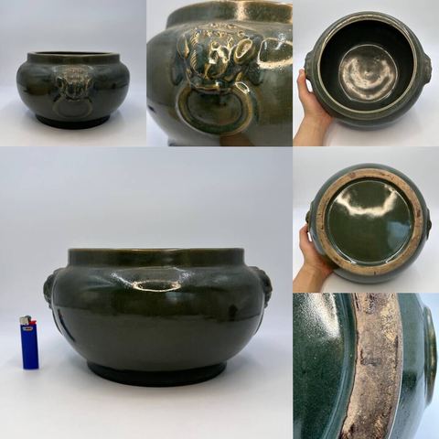 古玩陶瓷茶葉末釉獅耳香爐拍賣,當(dāng)前價格4500元