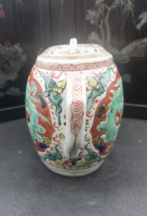 古玩陶瓷五彩龍紋茶壺拍賣,當前價格1980元