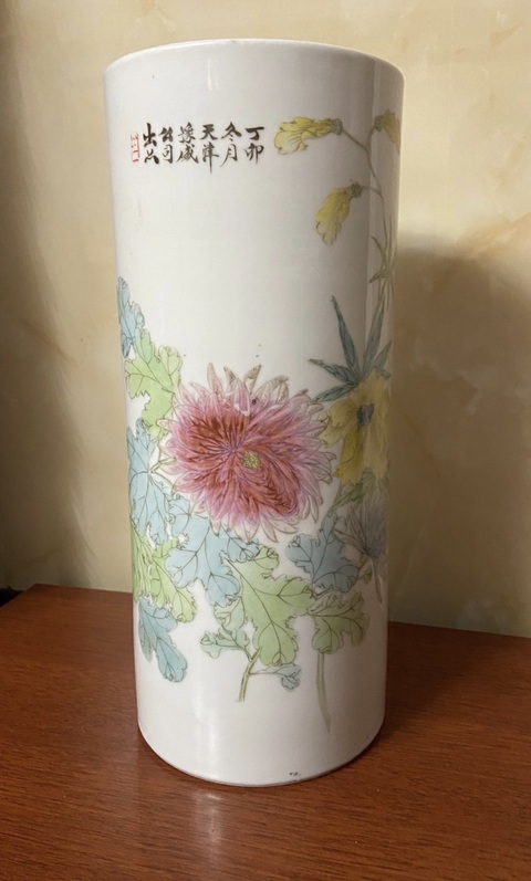 古玩陶瓷【民國細路】粉彩花卉紋帽筒拍賣,當(dāng)前價格3500元