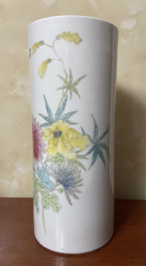 古玩陶瓷【民國細路】粉彩花卉紋帽筒拍賣,當(dāng)前價格3500元