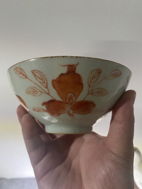 古玩陶瓷晚清礬紅碗拍賣,當前價格550元