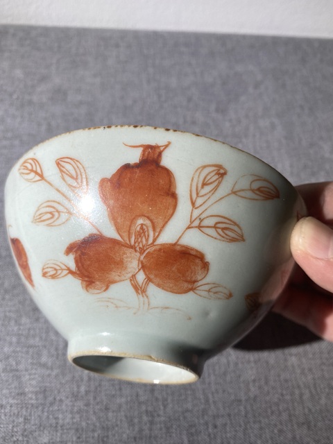 古玩陶瓷晚清礬紅碗拍賣,當前價格550元