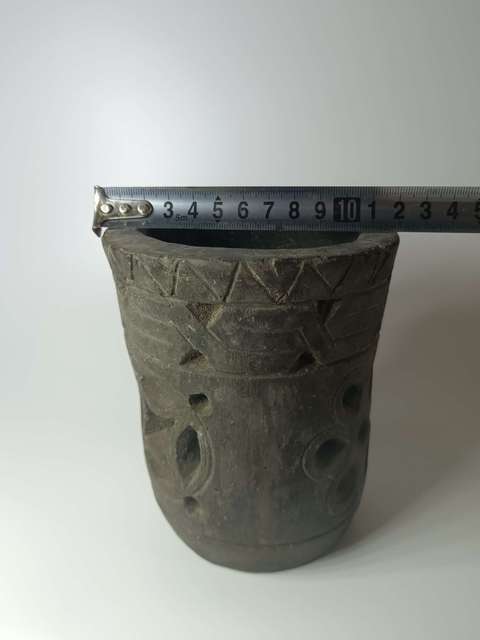 古玩陶瓷【少見】清代～灰陶鏤空工藝箸瓶拍賣，當前價格288元